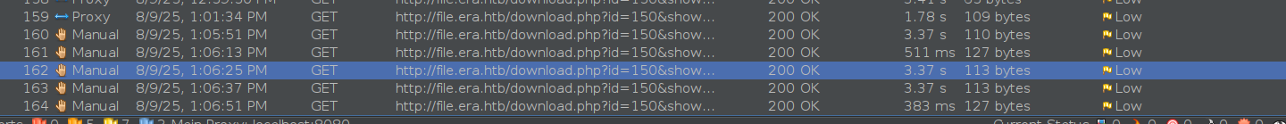 A list of http requests with timing. Two of them are more than 3 seconds long.