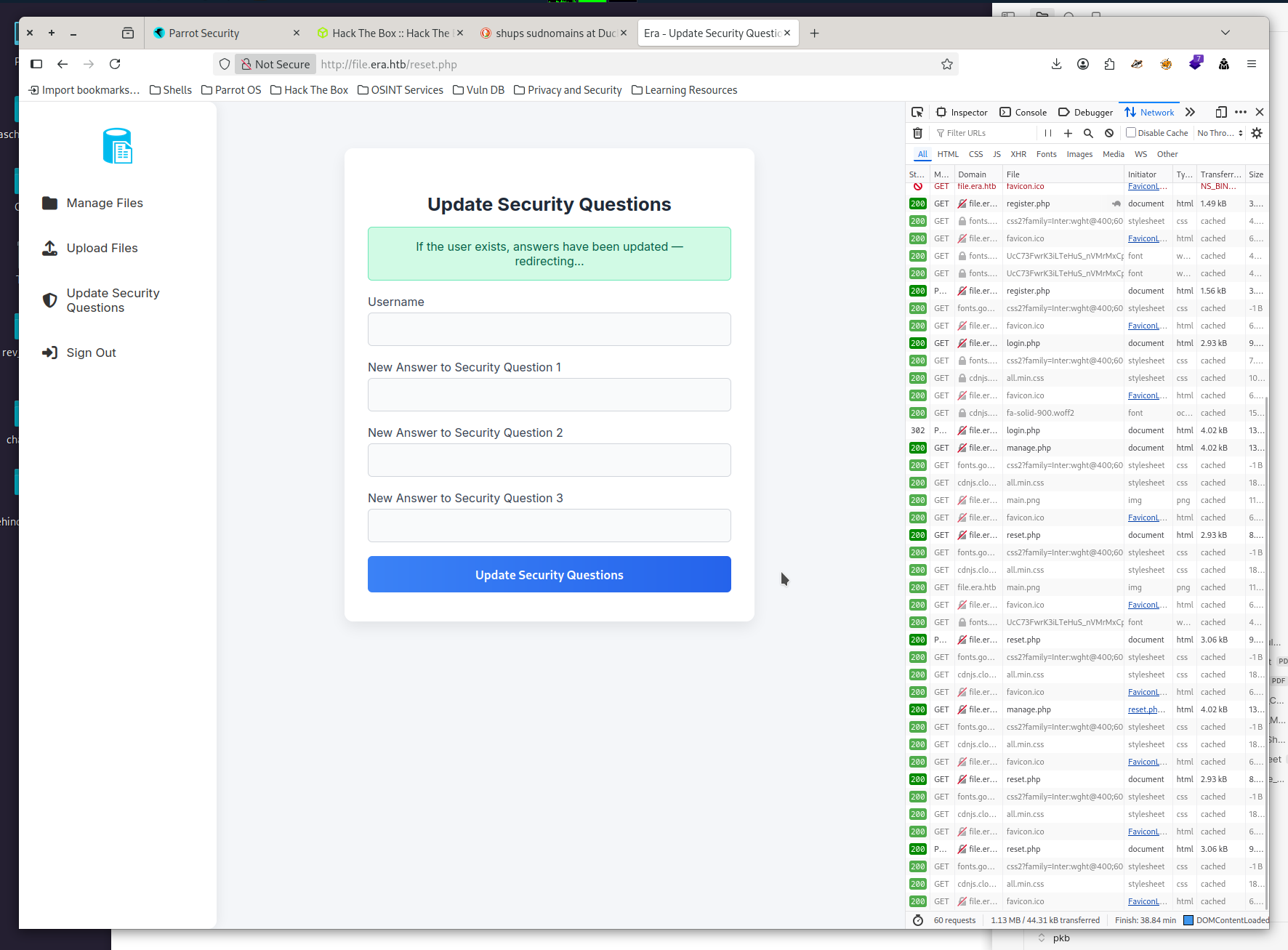 A screenshot showing 'If the user exists, answers have been updated'